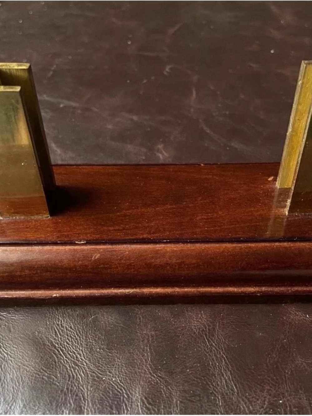 Vintage Dark Brown Wood Business Card Holder